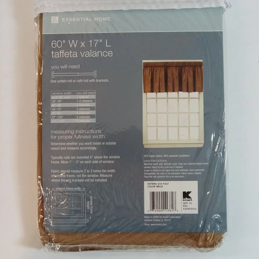Essential Home Box Pleat Taffeta Valance 60